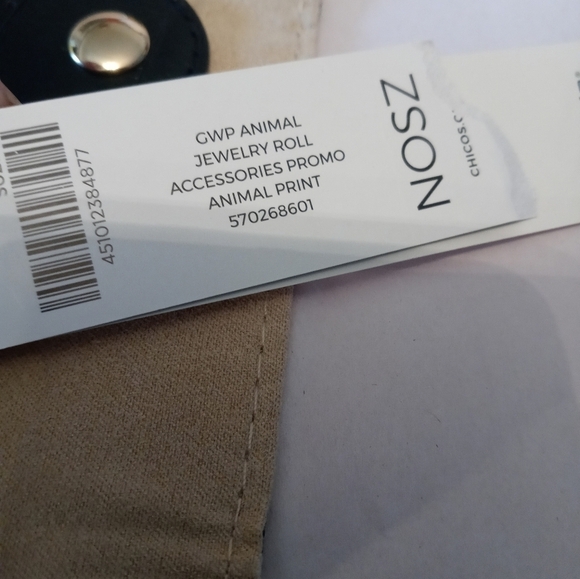 Chicos Cheetah Print Jewelry roll Travel pouch Organizer lots of pockets NEW - Picture 7 of 8